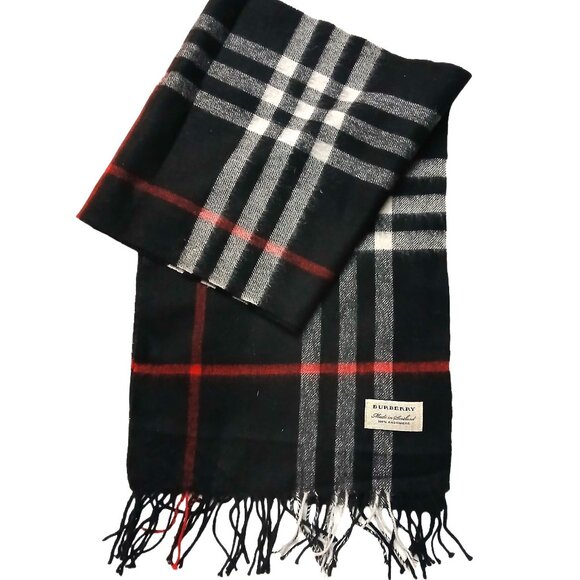 Burberry Ladies Vintage Black Red White Luxury Large Plaid Print Scarf Scarves - Picture 2 of 5